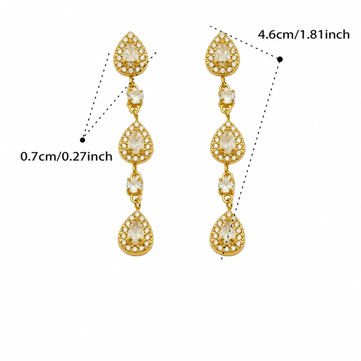 Ornate Teardrop Pavé CZ 316L Gold PVD Drop Earrings - Gold Red CZ Teardrop