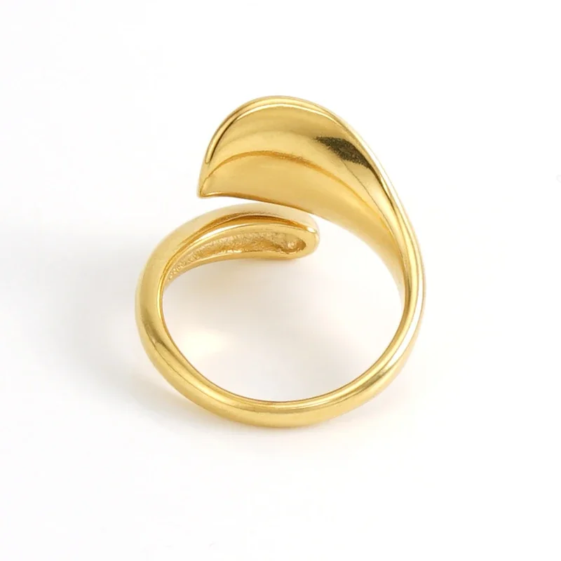 Sculptural 18K Gold-Plated Stainless Steel Open Petal Dome Ring