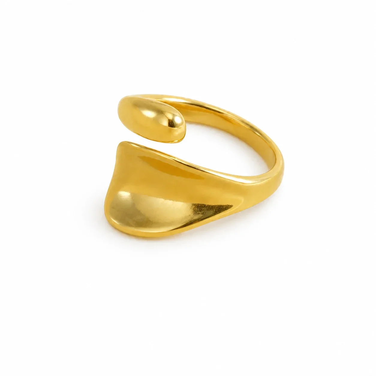 Sculptural 18K Gold-Plated Stainless Steel Open Petal Dome Ring
