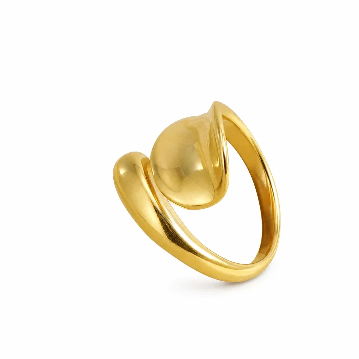 Sculptural 18K Gold-Plated Stainless Steel Open Petal Dome Ring