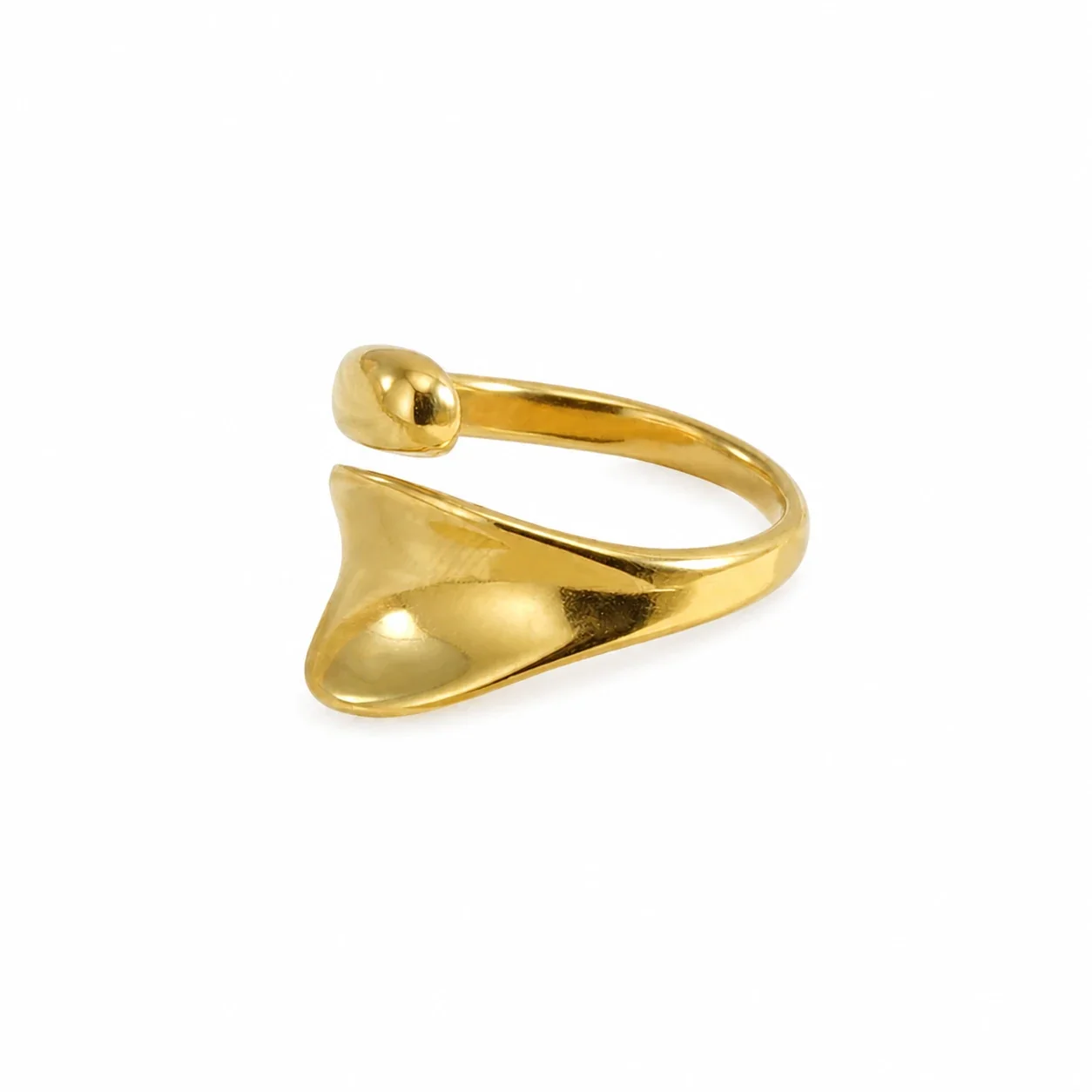 Sculptural 18K Gold-Plated Stainless Steel Open Petal Dome Ring