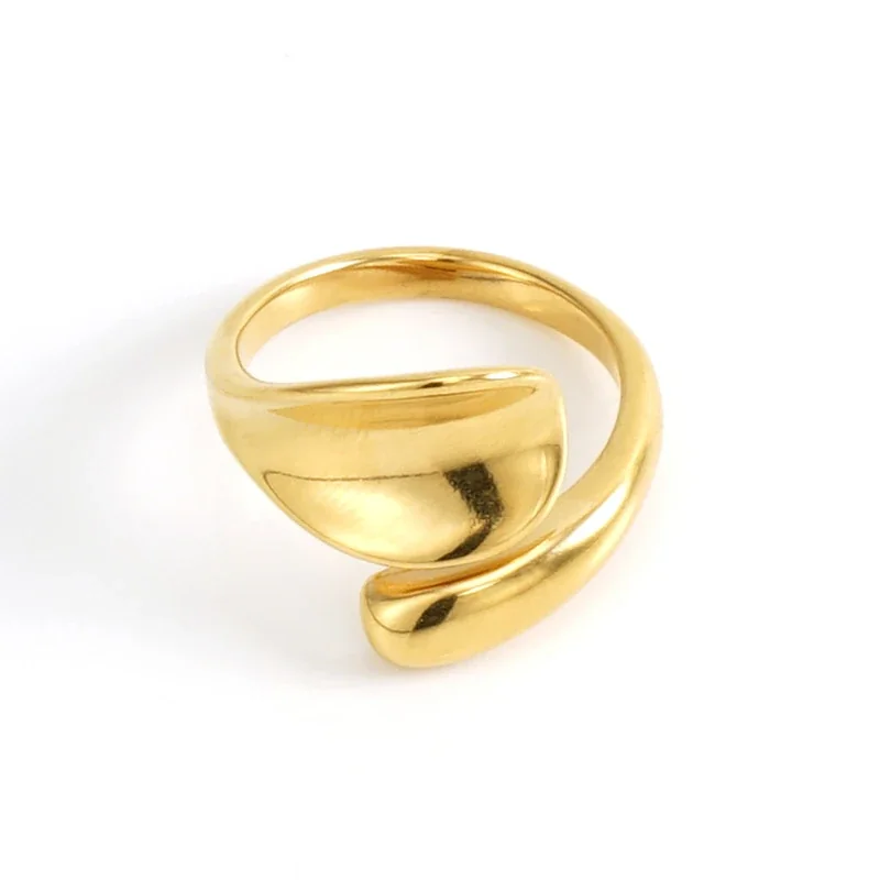 Sculptural 18K Gold-Plated Stainless Steel Open Petal Dome Ring