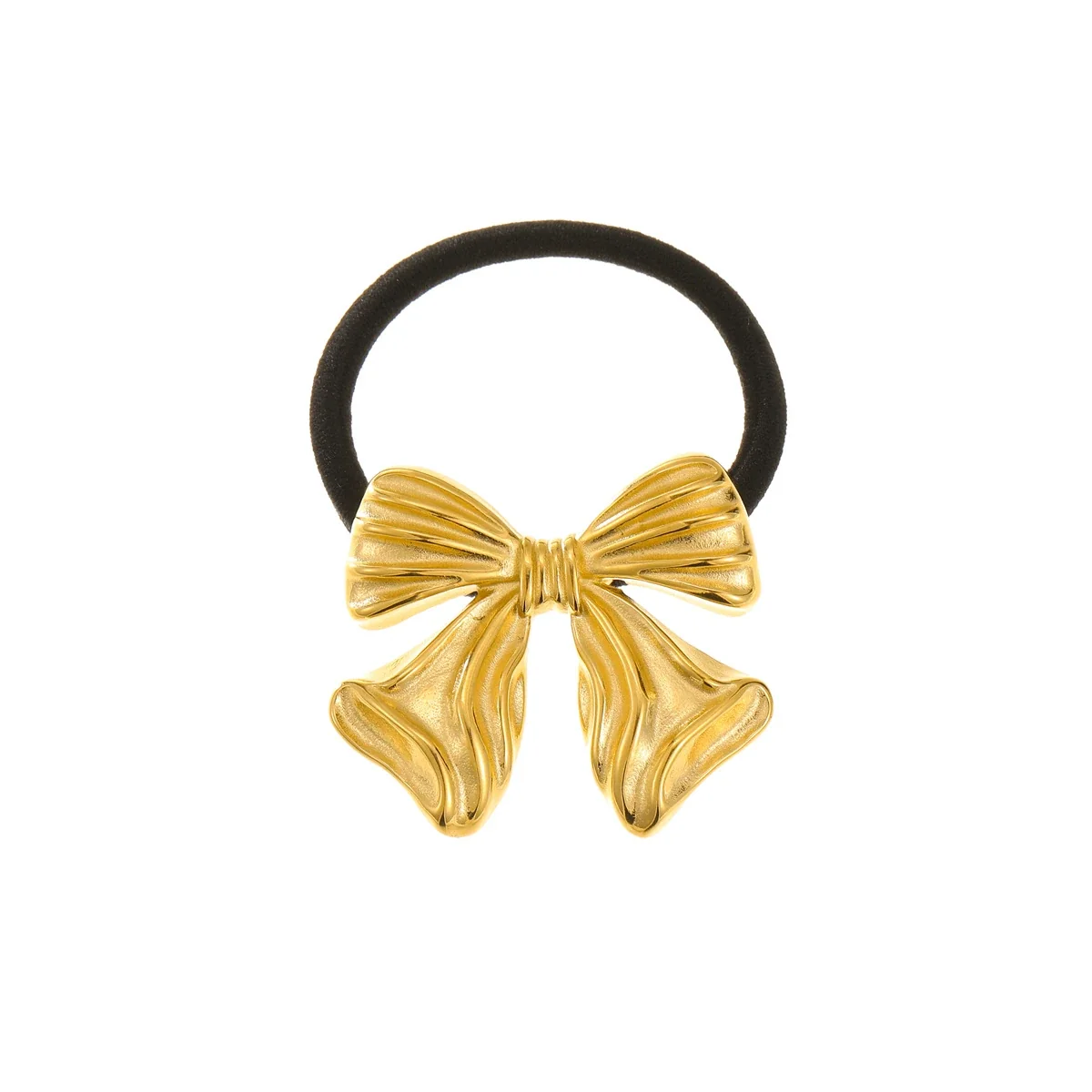 Hair Ties with Bow & Starfish Charms, 18K Gold-Plated Steel