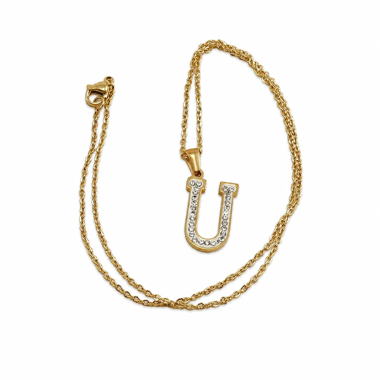 Sparkling Gold-Plated Pavé Letter Pendant Necklace