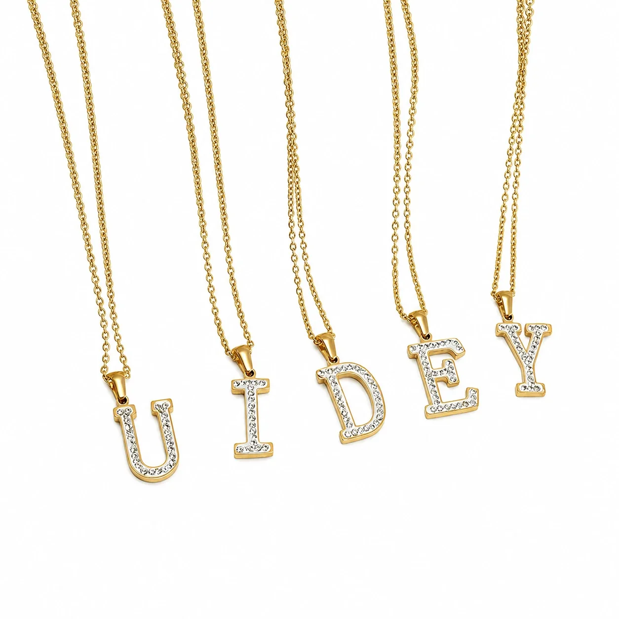 Sparkling Gold-Plated Pavé Letter Pendant Necklace
