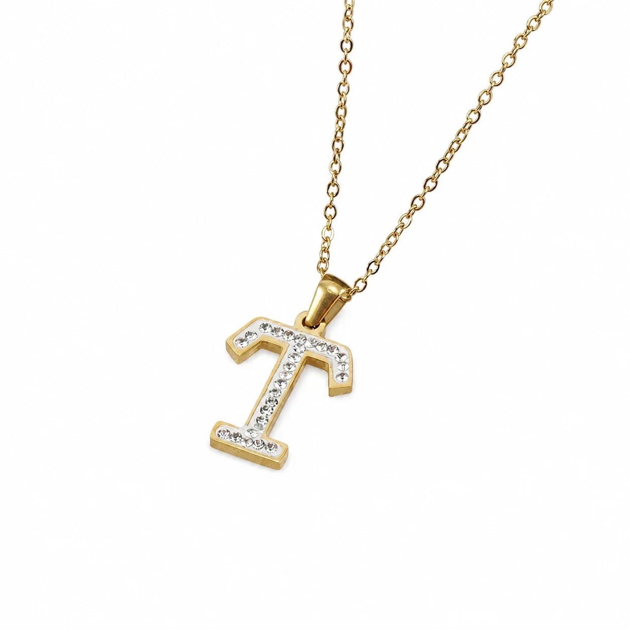 Sparkling Gold-Plated Pavé Letter Pendant Necklace