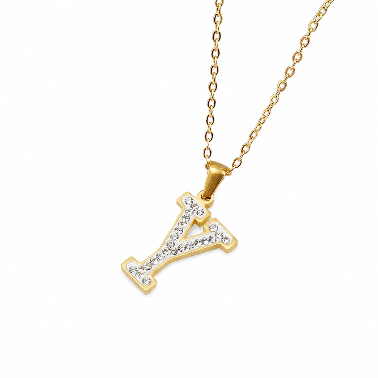 Sparkling Gold-Plated Pavé Letter Pendant Necklace