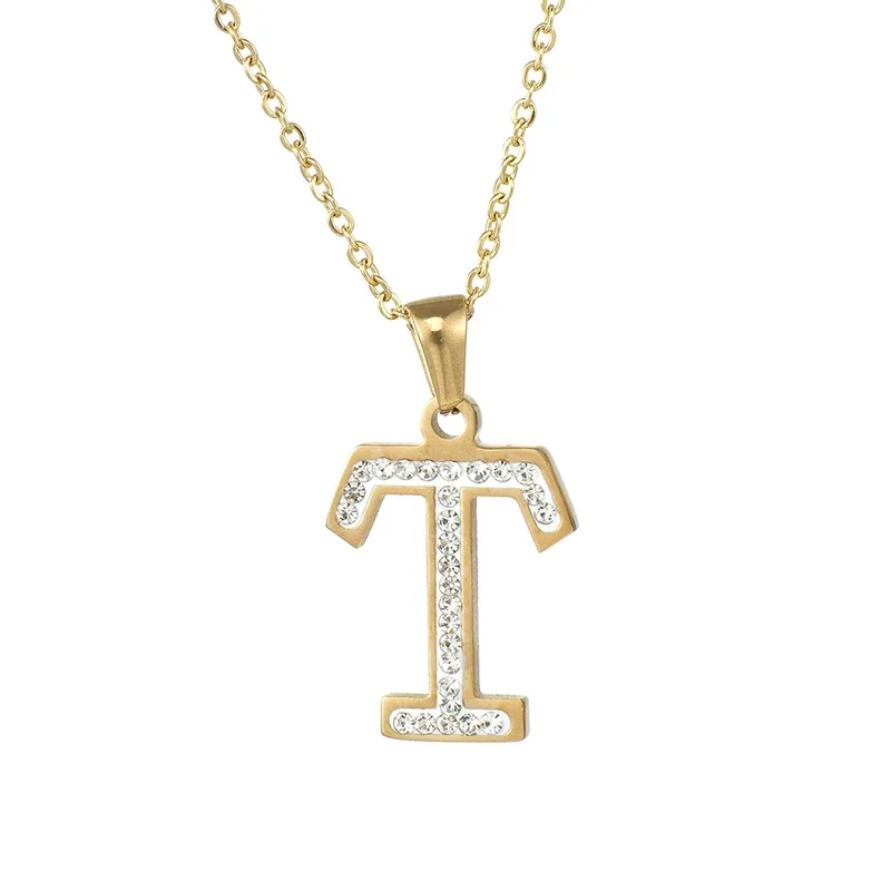 Sparkling Gold-Plated Pavé Letter Pendant Necklace
