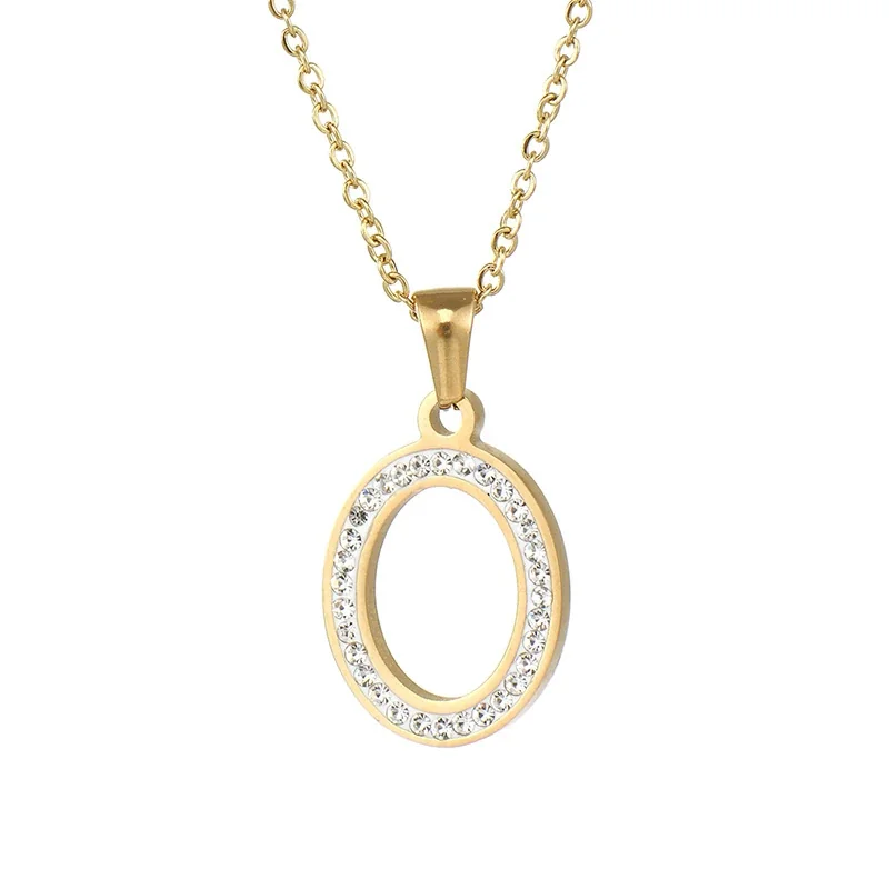 Sparkling Gold-Plated Pavé Letter Pendant Necklace - O