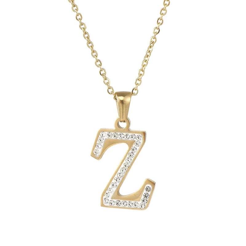 Sparkling Gold-Plated Pavé Letter Pendant Necklace - Z