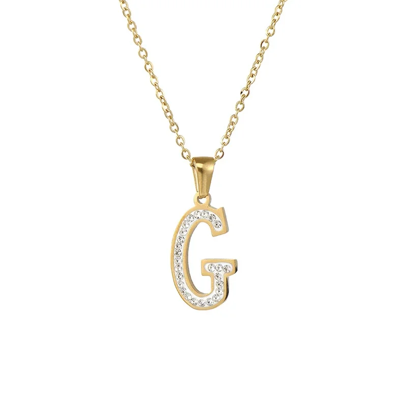 Sparkling Gold-Plated Pavé Letter Pendant Necklace - G