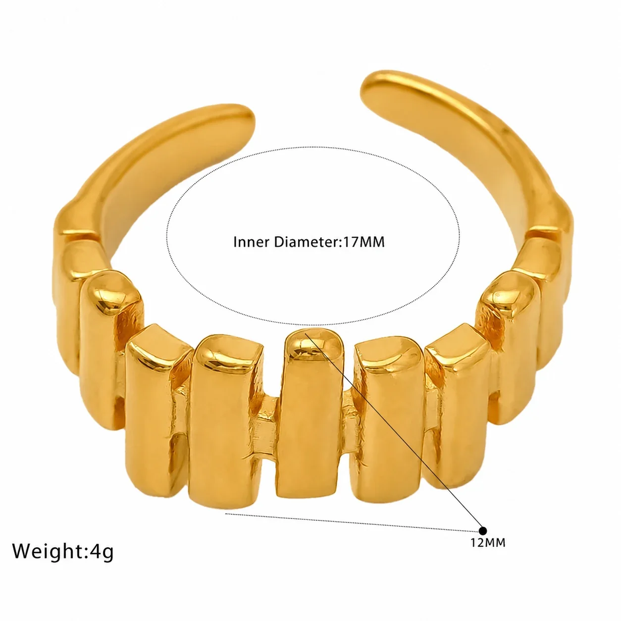 Sculptural 18K Gold-Plated Feather Open-Band Ring - Gold Multi-Strand