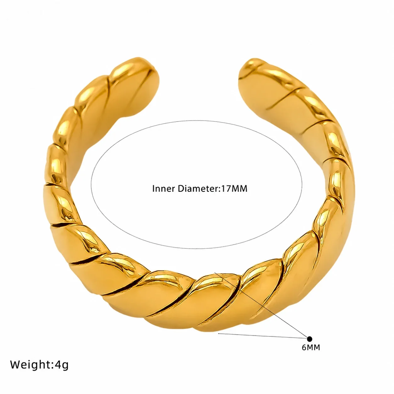 Sculptural 18K Gold-Plated Feather Open-Band Ring - Gold Twisted