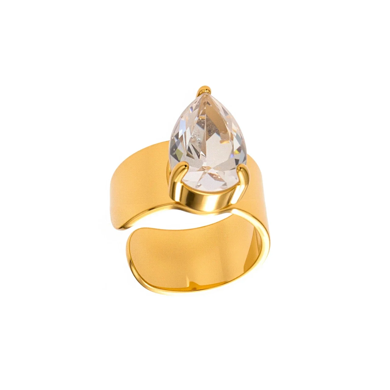 Sculptural Gold-Plated Teardrop CZ Ear Cuff