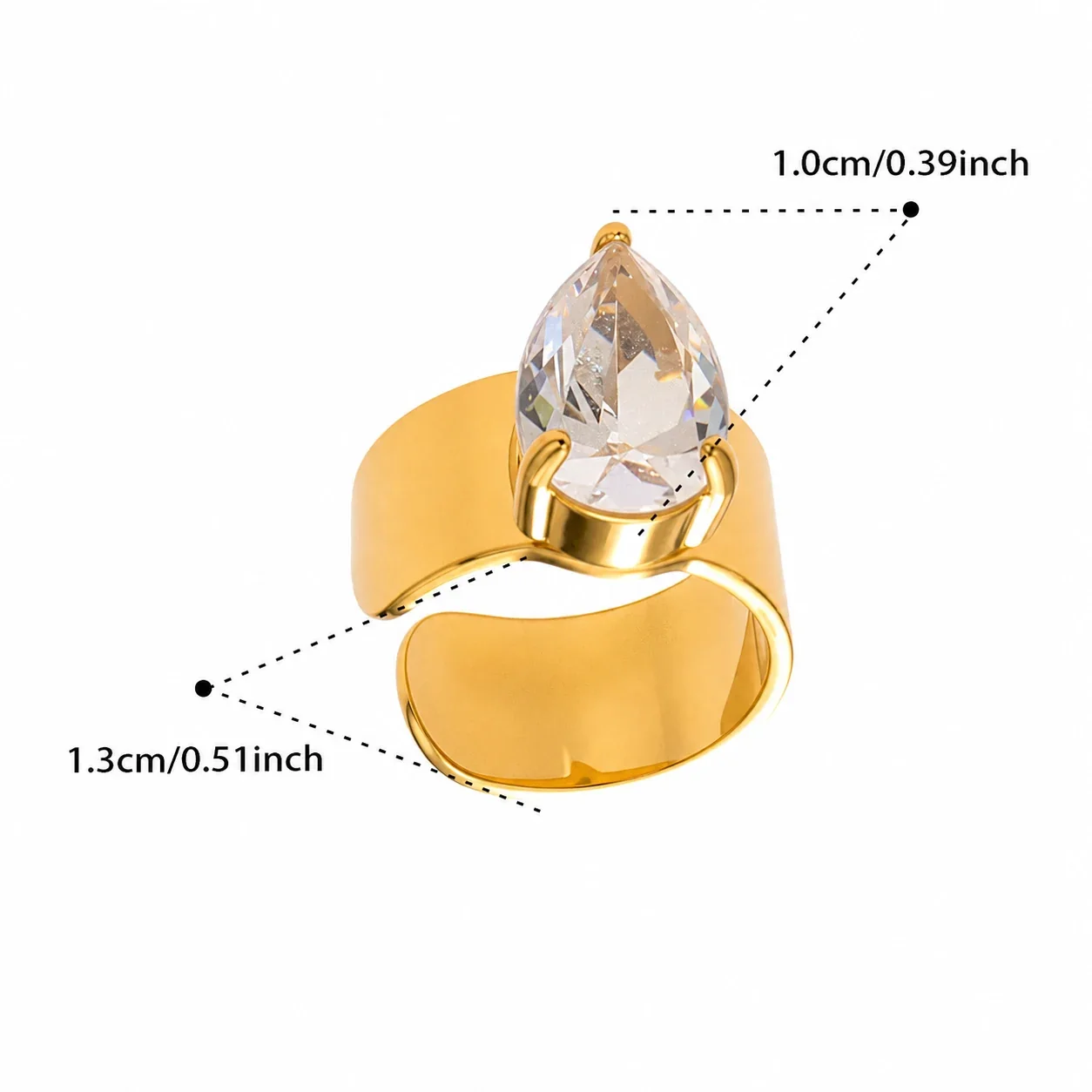 Sculptural Gold-Plated Teardrop CZ Ear Cuff - Gold