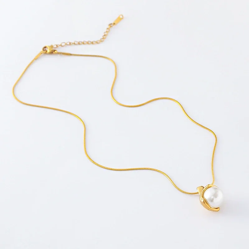 Refined 316 Stainless Steel Pearl Pendant Necklace