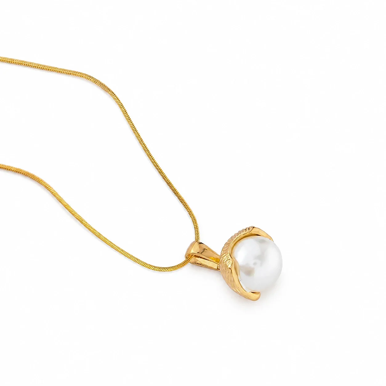 Refined 316 Stainless Steel Pearl Pendant Necklace