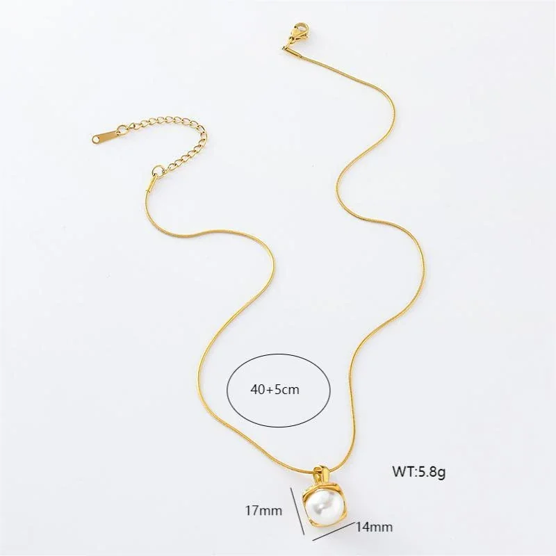 Refined 316 Stainless Steel Pearl Pendant Necklace