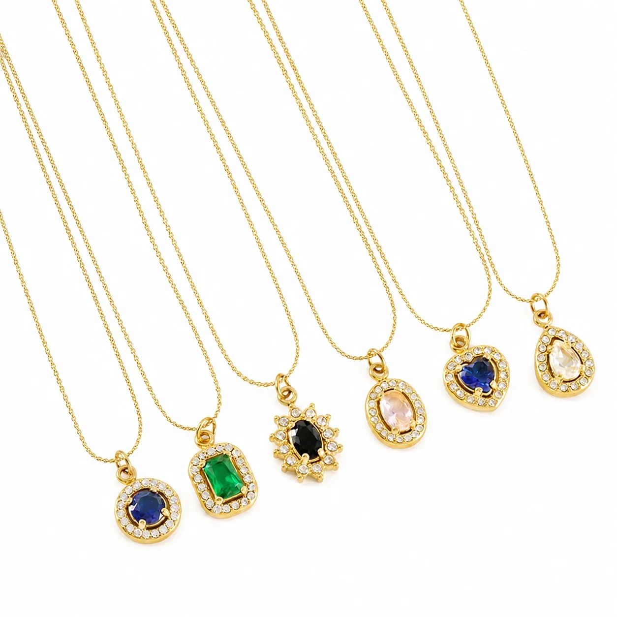 Refined 18K Gold PVD CZ Halo Charm Pendant Necklace