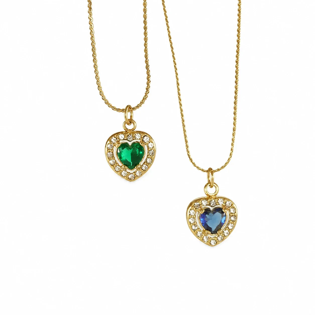 Refined 18K Gold PVD CZ Halo Charm Pendant Necklace