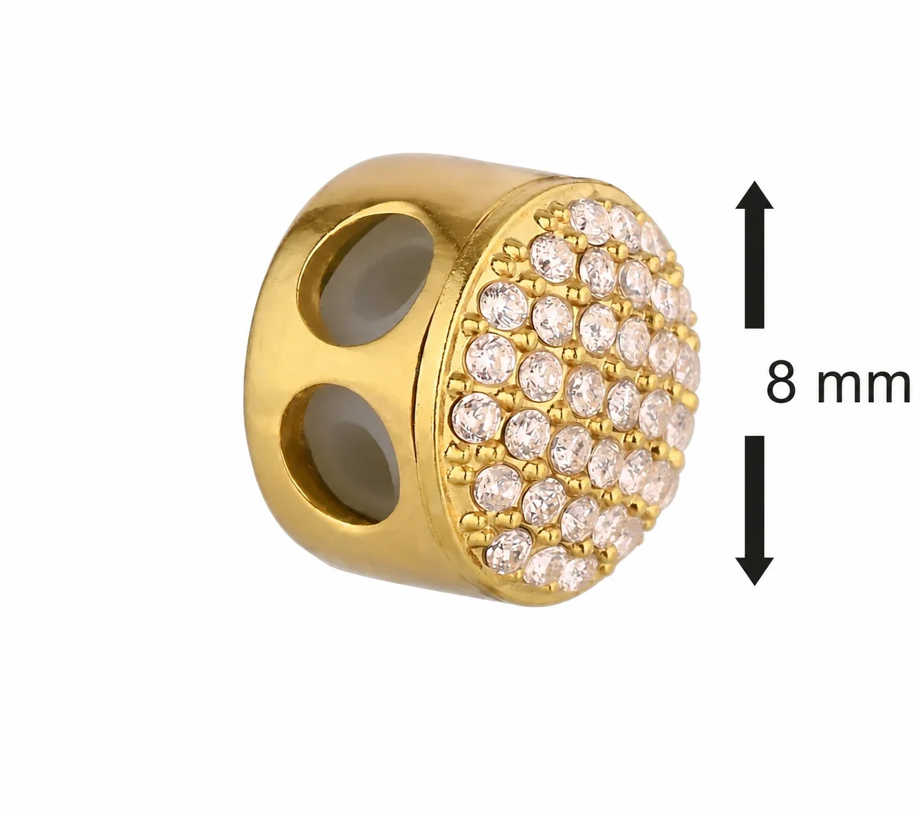 Pavé 316 Stainless Steel Heart Chain Bracelet Clasp - Gold Round Pink CZ Large