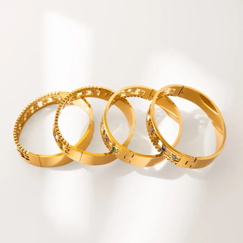 Celestial Cutout Star Bangle in Gold PVD Stainless Steel