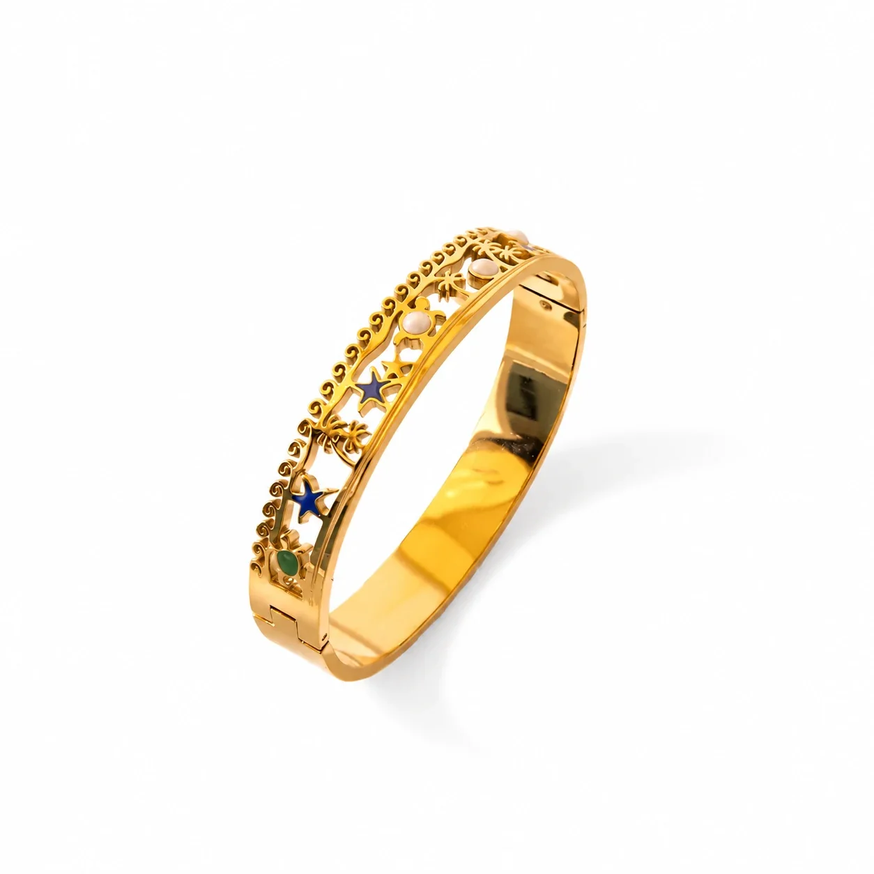 Celestial Cutout Star Bangle in Gold PVD Stainless Steel - Gold