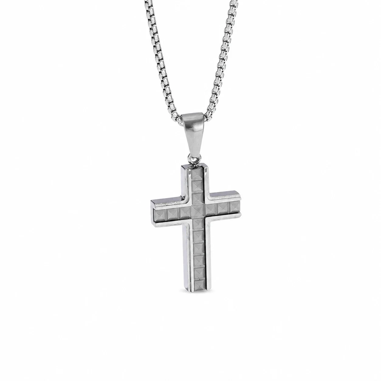 Bold 316 Stainless Steel Cross Pendant Necklace - Silver