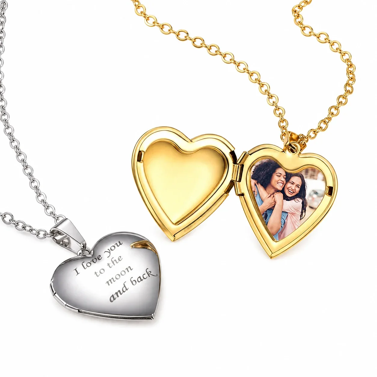 Polished 316 Stainless Steel Heart Locket Necklace