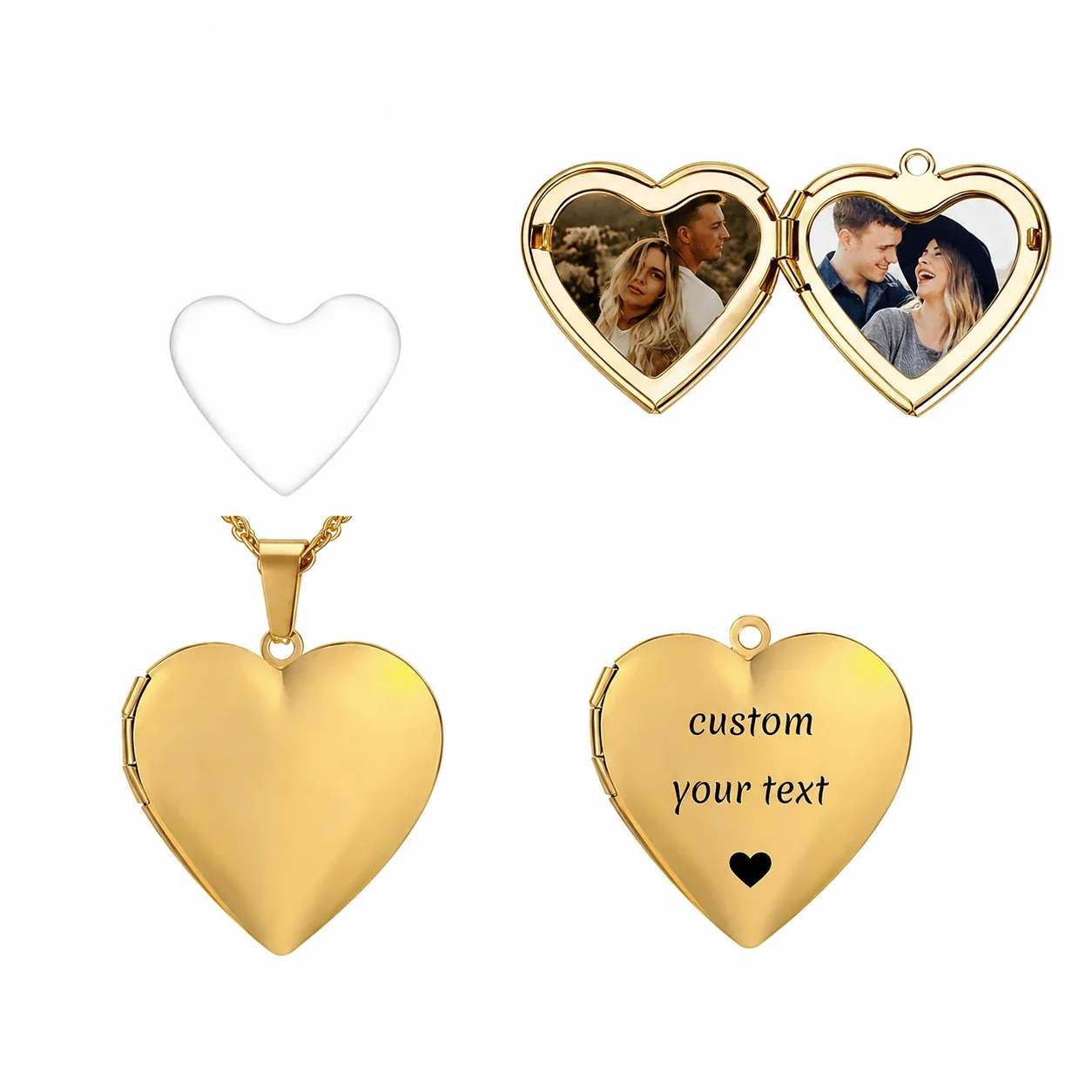 Polished 316 Stainless Steel Heart Locket Necklace