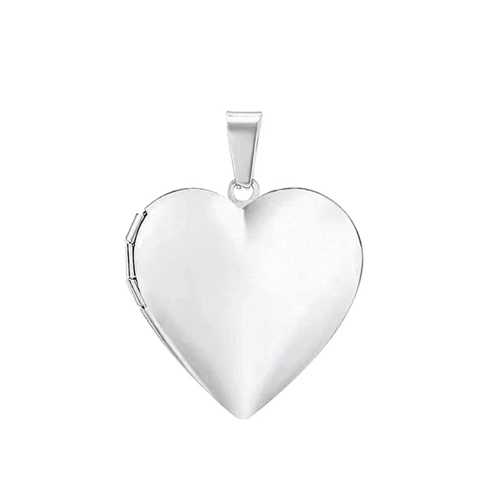 Polished 316 Stainless Steel Heart Locket Necklace - Silver Locket Without Large