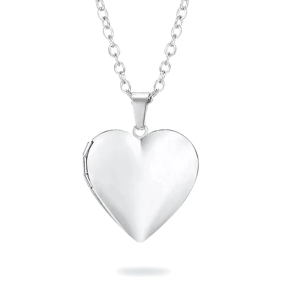 Polished 316 Stainless Steel Heart Locket Necklace - Silver Locket With Large