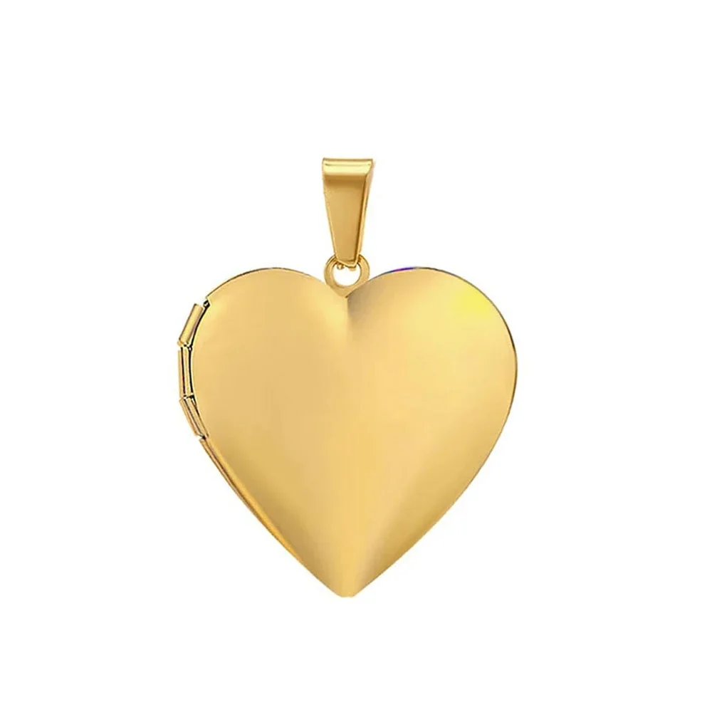 Polished 316 Stainless Steel Heart Locket Necklace - Gold Locket Without Large