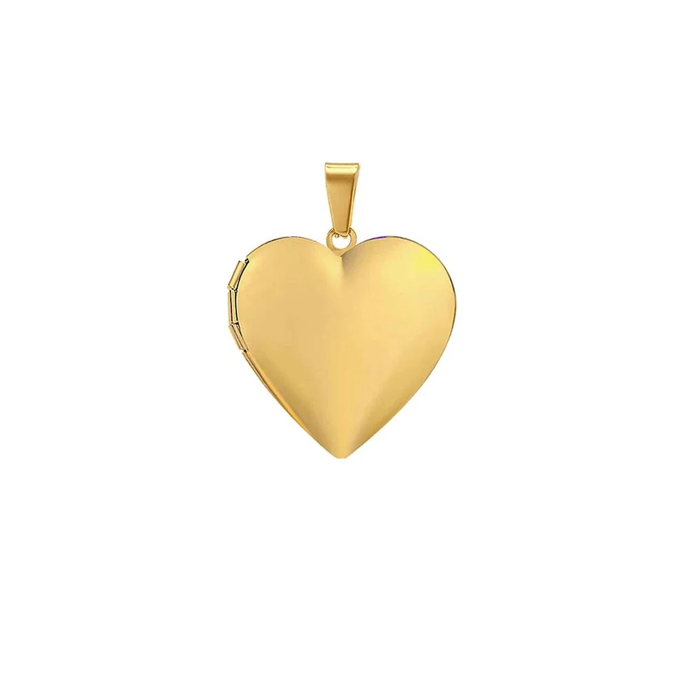 Polished 316 Stainless Steel Heart Locket Necklace - Gold Locket Without Small