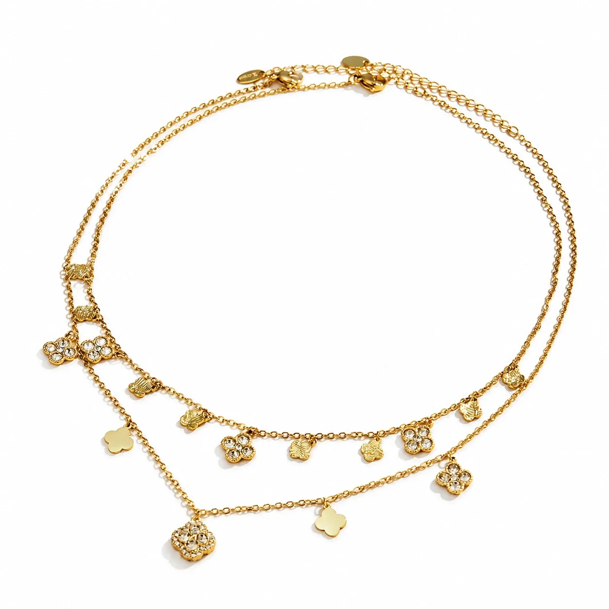 Gleaming 316L Stainless Steel Clover CZ Chain PVD Jewelry Set