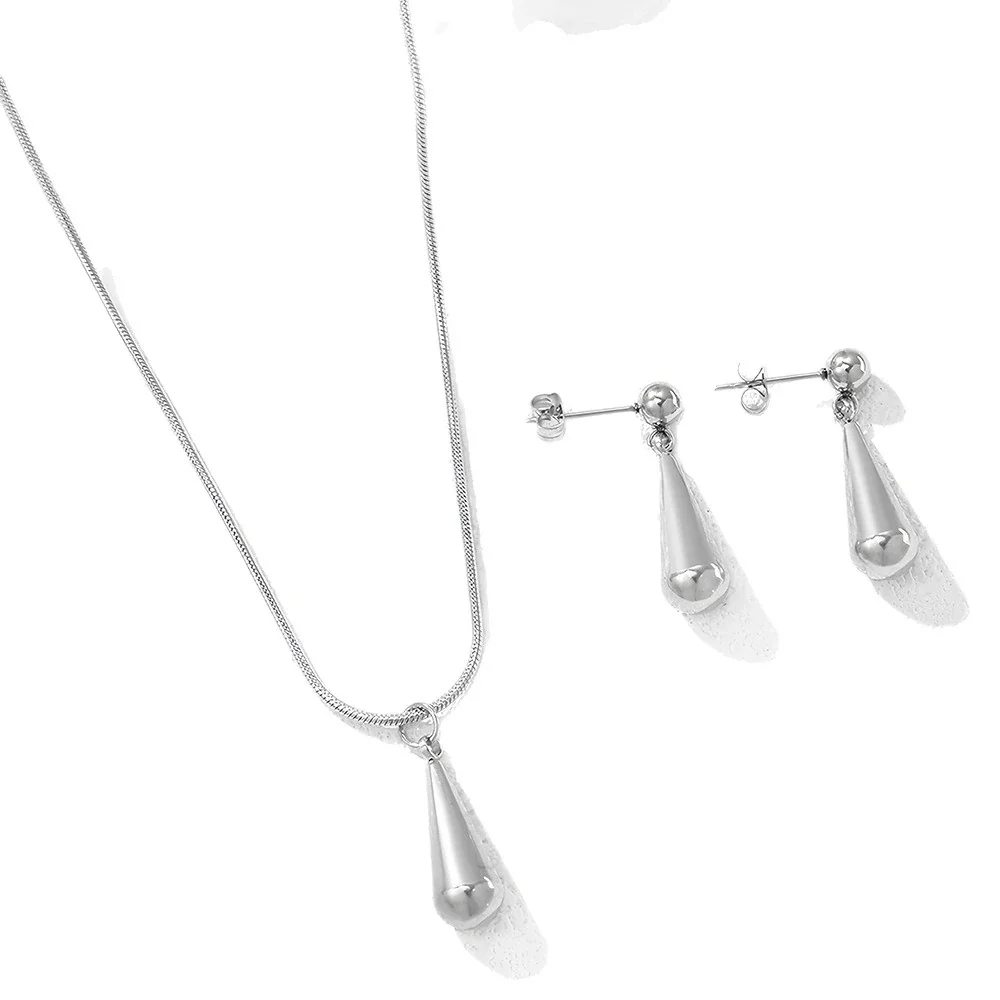 Tropfen Schmuckset Schlangenkette 316 Edelstahl PVD
