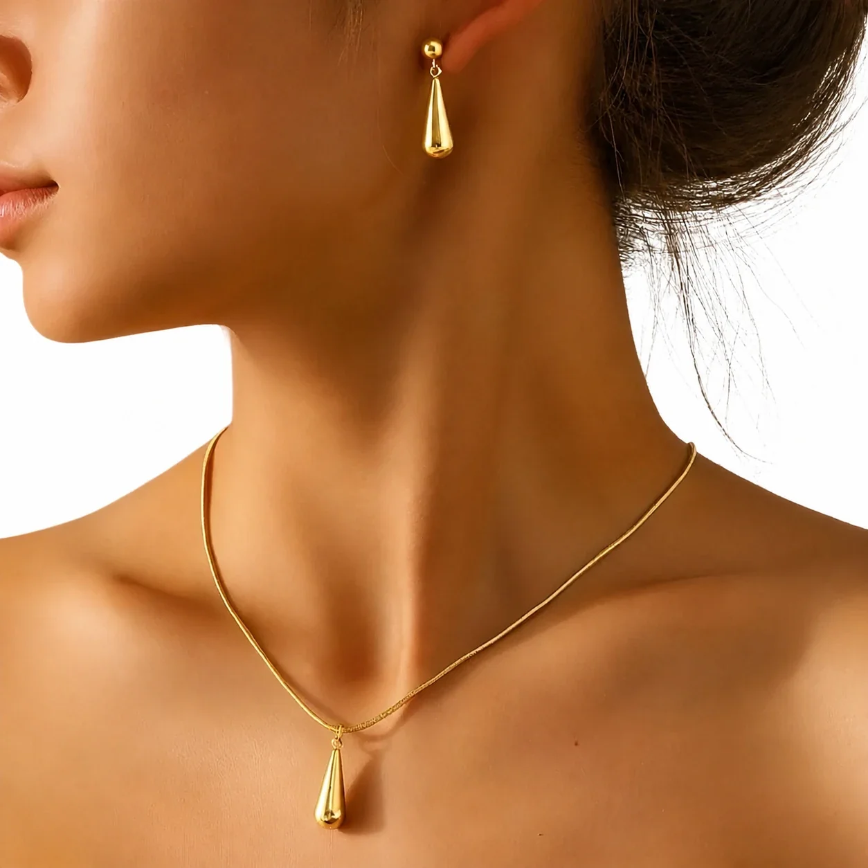Jewelry Set Teardrop Snake Chain 316 Stainless Steel PVD