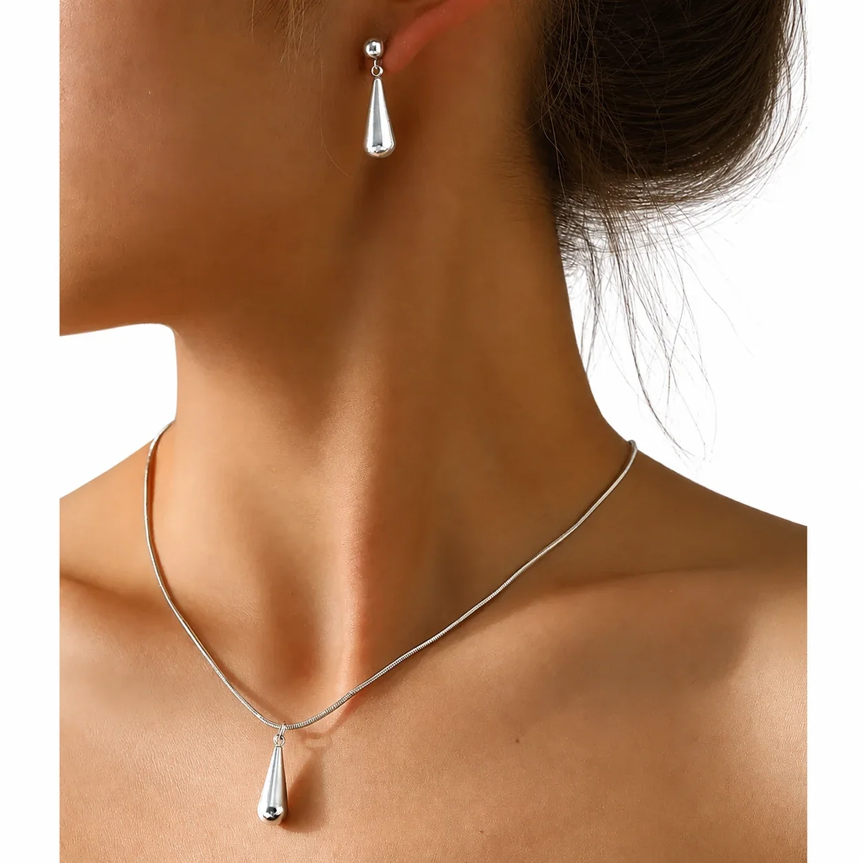 Jewelry Set Teardrop Snake Chain 316 Stainless Steel PVD
