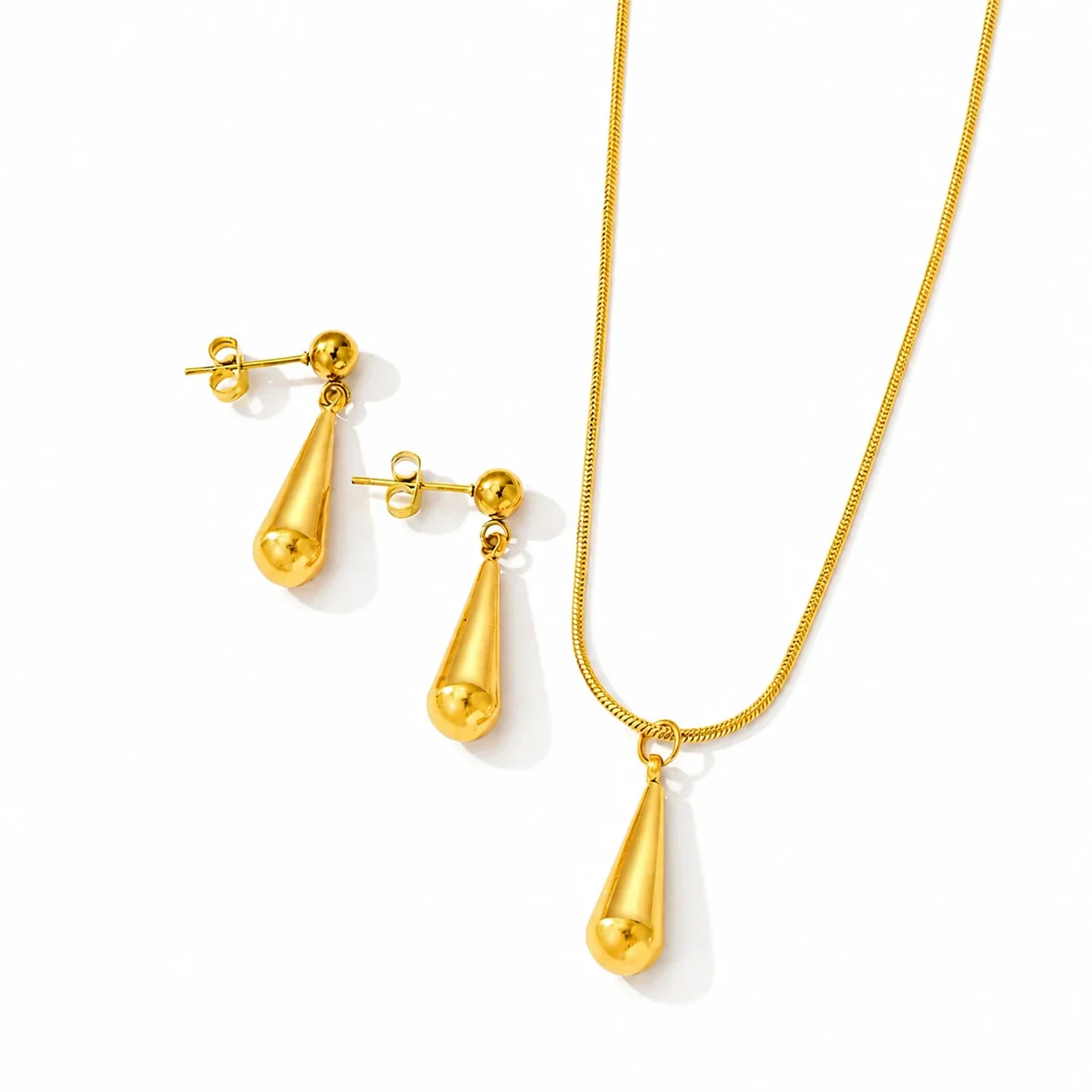 Jewelry Set Teardrop Snake Chain 316 Stainless Steel PVD