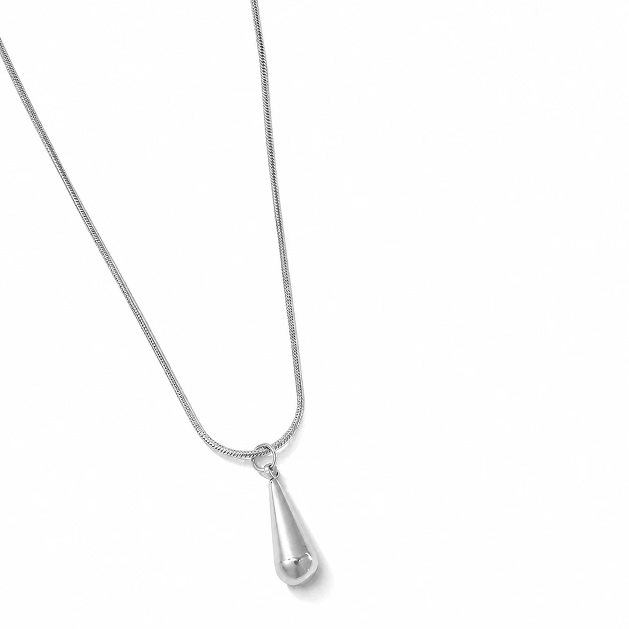 Jewelry Set Teardrop Snake Chain 316 Stainless Steel PVD - Silver