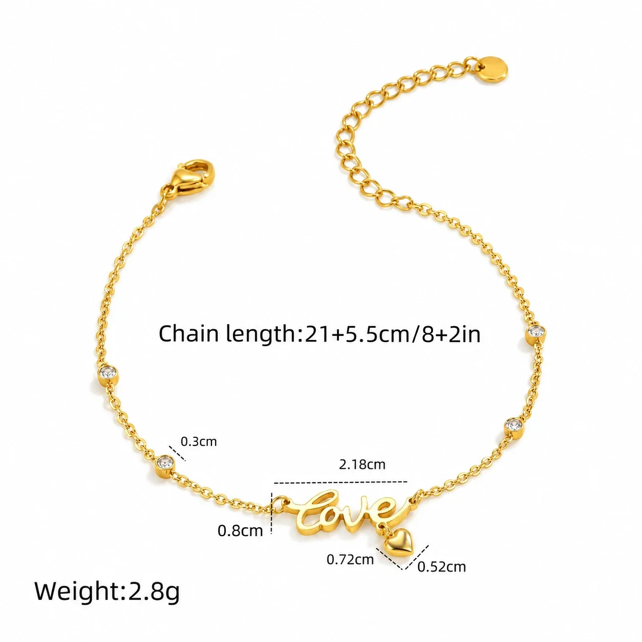 Photo produit : Chaîne de cheville à breloque lettre et chaîne fine en acier inoxydable