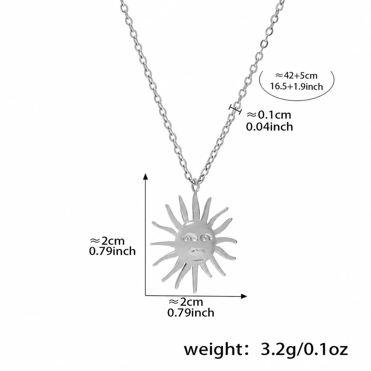 Ketting met Zonnehanger en Stralende Zonnestralen, Verguld Staal productfoto