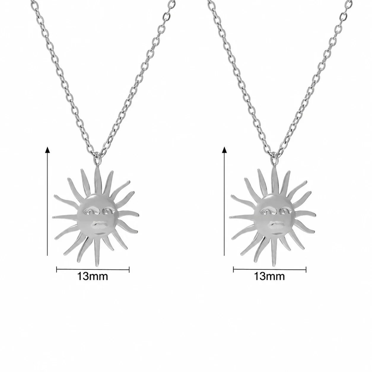 Ketting met Zonnehanger en Stralende Zonnestralen, Verguld Staal productfoto