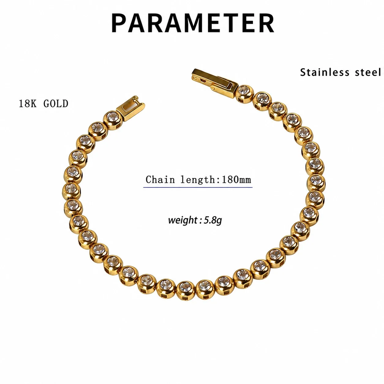 Polished 316 Stainless Steel Bezel CZ Tennis Bracelet