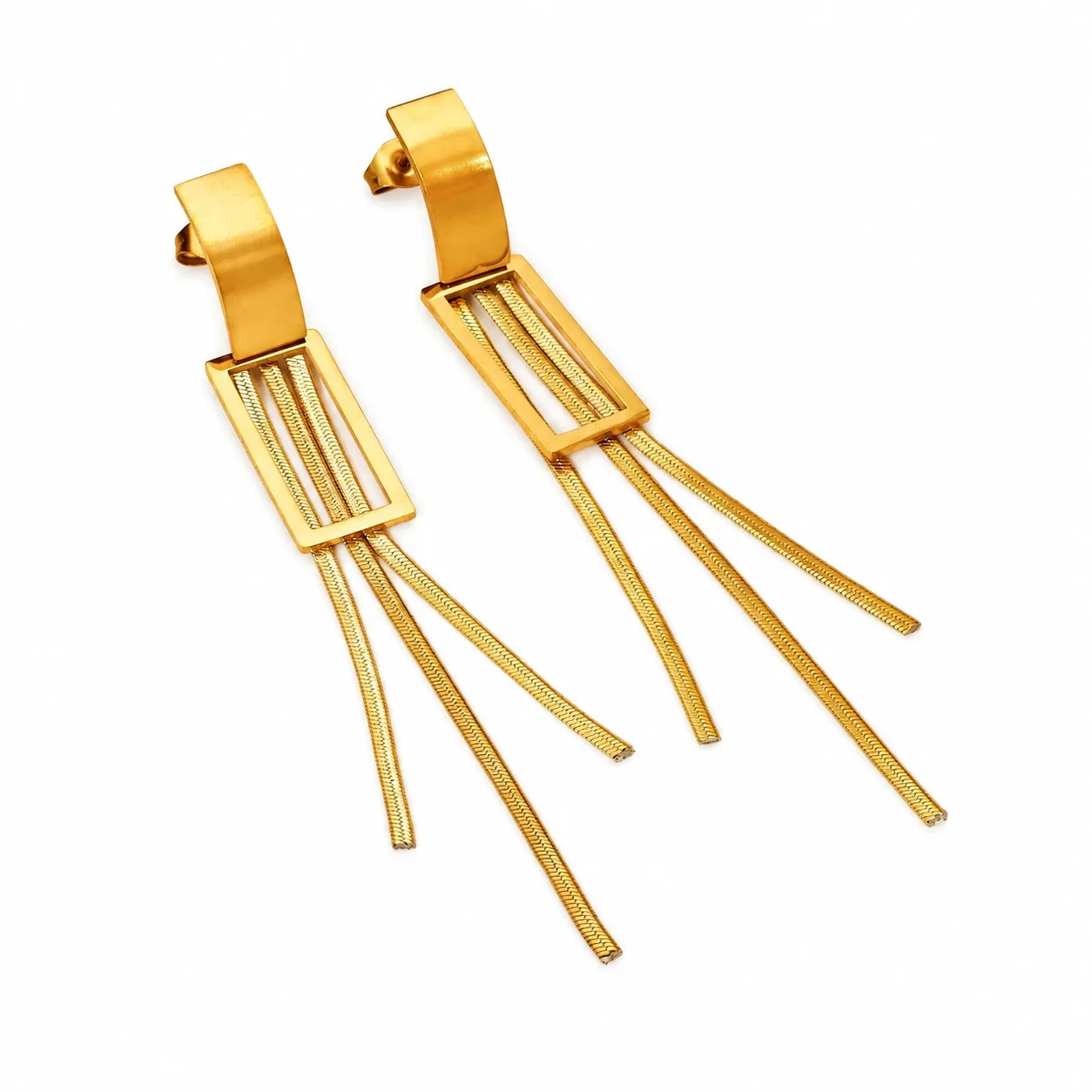 Butterfly Tassel Drop Earrings with Crystals, Gold-Plated Steel - Gold Butterfly Tassel