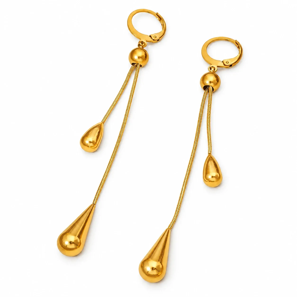 Butterfly Tassel Drop Earrings with Crystals, Gold-Plated Steel - Gold Teardrop Tassel