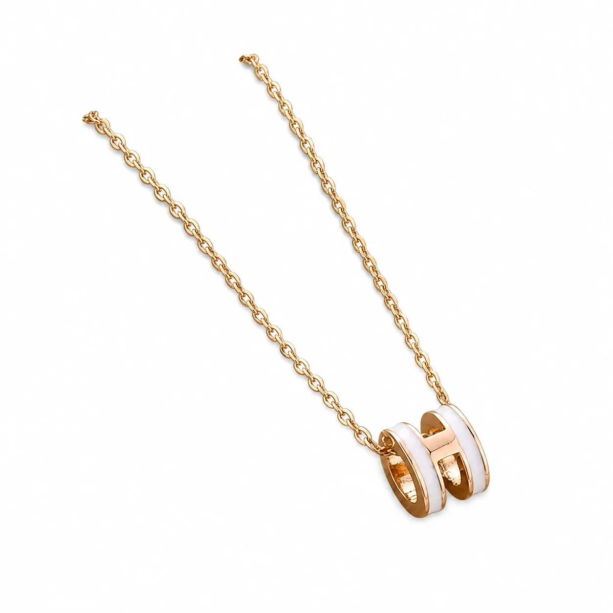 Refined 316 Stainless Steel H Pendant Necklace