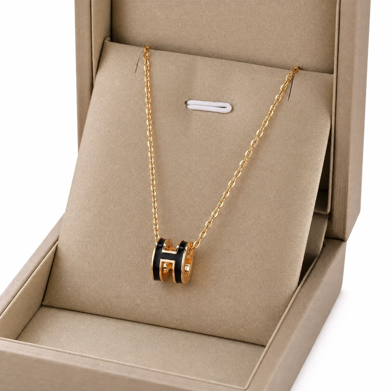Refined 316 Stainless Steel H Pendant Necklace