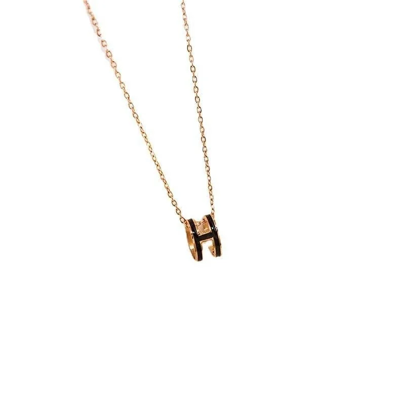 Refined 316 Stainless Steel H Pendant Necklace