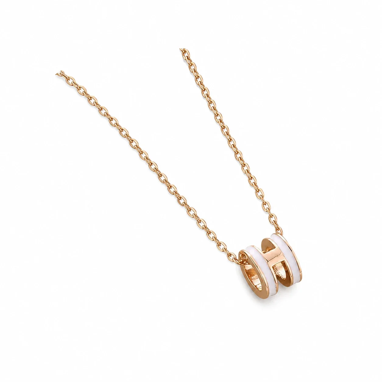 Refined 316 Stainless Steel H Pendant Necklace - Gold / White